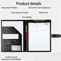 Porte-documents et classeur A4 en cuir PU avec pochette, organiseur de conférence, plusieurs couleurs, classeur à anneaux, porte-documents