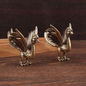 Ornement d'oiseau en laiton vermillon, 2 pièces, décoration de bureau Feng Shui, artisanat pour le nouvel an chinois - Product Image 3