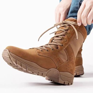 Botas de Combate para Hombre, Tácticas para Exteriores, de Cuero con Parches, Suela de Goma, Tacón Bajo, Resistentes a la Abrasión, para Montañismo - Product Image 2