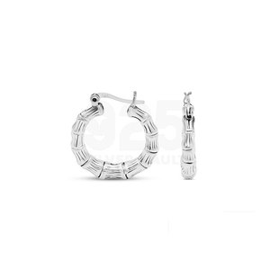 Aros de Bambú de Calidad Perfecta, Diámetro 4.0mm, Estilo Geométrico Inspirado en la Naturaleza, Plata de Ley 925 - Product Image 1
