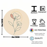 Impression d'art sur aluminium, dessin botanique au trait, plaque murale circulaire, impression UV, peinture sur panneau d'aluminium pour chambre à coucher et salon