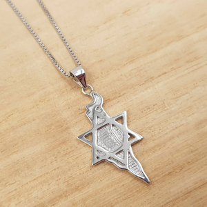 Collana con <span class=keywords><strong>Mappa</strong></span> di Israele in Acciaio Inossidabile, Ciondolo Impermeabile con Stella di David, Gioiello per Patrioti - Product Image 3