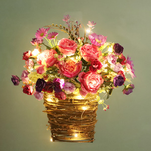 Cesta colgante de pared con peonías y rosas artificiales, flores de seda para decoración de bodas y hogar, 30cm-100cm - Product Image 2