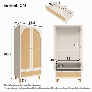 Armoire à portes en rotin moderne SENYU avec poignée en bois et tiroir pour le rangement de la chambre - Product Image 2
