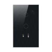 Interrupteur tactile intelligent Wi-Fi US en verre trempé pour maison connectée 1/2/3 gangs + 1 prise, sans fil neutre, contrôle à distance par application, compatible Google Alexa