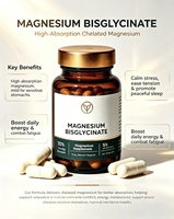 Capsules de bisglycinate de magnésium à absorption élevée, complément alimentaire personnalisé à marque privée pour la relaxation et le soutien du sommeil