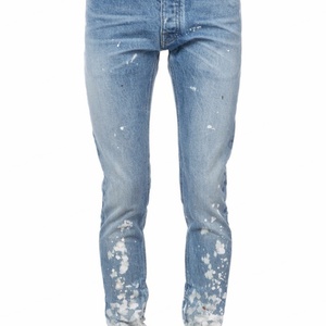 Custom Guangzhou Wholesale Branded New Style Designer High Quality Slim Fit <b>Spray</b> Paint Selvedge Men's Fashion Denim Jeans Men - Product Image 4