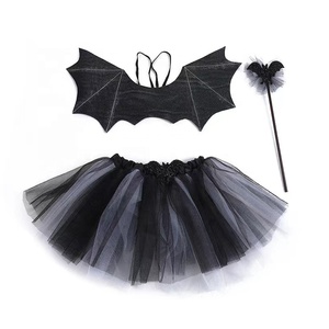Niños Halloween Spider Web Print Tutu Dress Purple Devil Angel Costume Wings Fairy Wand con diadema 4PCs - Product Image 5