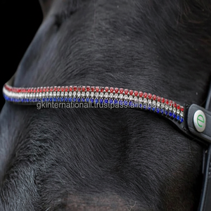 สายหนังอังกฤษสีดำลายม้าม้าประดับด้วยคริสตัลประกายเล็ก - Product Image 1