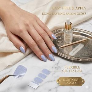 Venta al por mayor <span class=keywords><strong>de</strong></span> envolturas <span class=keywords><strong>de</strong></span> uñas <span class=keywords><strong>de</strong></span> gel con purpurina <span class=keywords><strong>de</strong></span> lavanda, 16 tiras, sin UV, marca privada, logotipo personalizado con palitos <span class=keywords><strong>de</strong></span> madera para spa boutique - Product Image 2