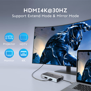 Cổng kết nối đa chức năng SYONG 7 trong 1, bộ chuyển đổi <span class=keywords><strong>HDMI</strong></span> 4K, Hub USB-C với VGA + 3 cổng USB-A 3.0 + Sạc PD 100W + RJ45 1000Mbps - Product Image 2