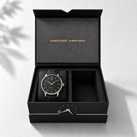 Boîte à montre de luxe personnalisée avec fermeture magnétique, plateau intérieur en mousse, logo en feuille d'or, emballage de forme unique, boîte cadeau