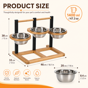Support de gamelle surélevée personnalisable pour animaux de compagnie, hauteur réglable 5 positions, en bois ou en matériau, avec impression sérigraphiée, pour l'alimentation des chiens - Product Image 2