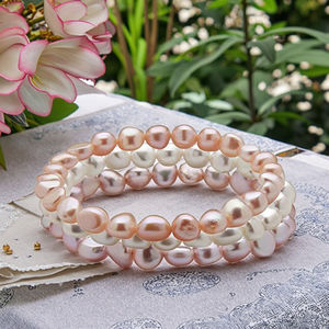 7-8mm Bianco <span class=keywords><strong>Rosa</strong></span> Viola 3 pz Set Naturale D'acqua Dolce Barocco Braccialetto di <span class=keywords><strong>Perle</strong></span> - Product Image 3