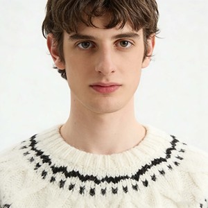 Pull <span class=keywords><strong>chic</strong></span> pour <span class=keywords><strong>homme</strong></span> en maille Fair Isle <span class=keywords><strong>blanche</strong></span>, col rond, tricot doux, pull décontracté d'hiver avec logo personnalisé, pull élégant de haute qualité - Product Image 6