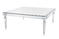 Table à manger carrée contemporaine en acrylique de luxe avec plateau en verre trempé, meubles de salle à manger pour hôtel et usage domestique