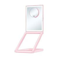 Miroir de maquillage portable à LED réglable en hauteur pour bureau, vente en gros, logo personnalisable, pliable, grossissement 10x