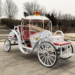 รถม้าฟักทองแบบมีมอเตอร์ รถม้าซินเดอเรลล่าไฟฟ้า รถม้าฟักทองสีขาวพร้อมมงกุฎสีแดงสำหรับขาย - Product Image 2