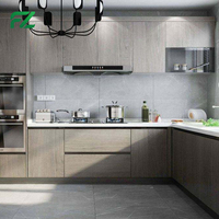 Armoires de cuisine modernes en aluminium en kit pour hôtels, avec îlot central, résistantes à l'eau et écologiques, pour la préparation des aliments et la rangement des provisions - Vente en gros