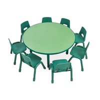 Meubles de maternelle en bois modernes, ensemble de tables et de chaises pour la lecture et l'étude des enfants, pour une utilisation scolaire, design coloré, capacité de 8 personnes