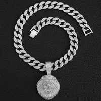 Hip Hop Style tour de cou clavicule chaîne personnalité hommes Cool pleine perceuse tridimensionnelle tête de Lion pendentif chaîne cubaine collier