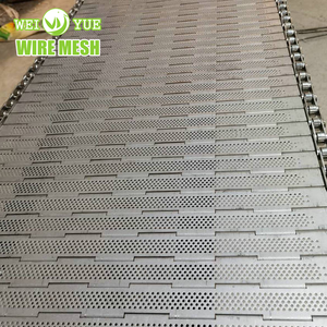 Gıda taşıma kaynağı için yüksek sıcaklık dayanımı paslanmaz çelik delikli örgülü konveyör bant dokuma zincir plaka bağlantısı - Product Image 6