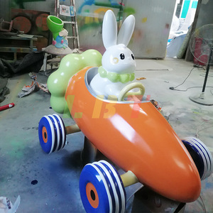 Escultura de Fibra de Vidrio Libit Rabbit Go Kart, Forma Irregular, Decoración Artística de Pascua para Habitación Infantil, Personalizable - Product Image 2
