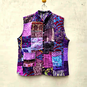 Chaqueta de Verano Unisex Hecha a Mano, Reversible, de Seda, con Parches, Acolchada, Transpirable, con Decoración de Rayas, Venta al Por Mayor - Product Image 1