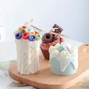 2023新设计DIY奶油面条蛋糕蜡烛甜小麦戒指装饰硅胶肥皂蜡烛模具巧克力饼干软糖摩尔