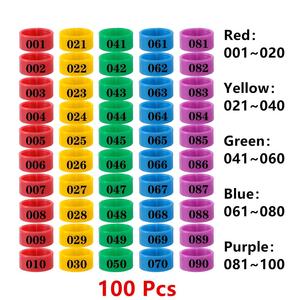100 anneaux de marquage pour volailles de 1,6/1,8/2,0 cm, 001-100, couleurs assorties, pour poulets, canards, oies, pigeons - Product Image 1