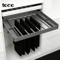 Porte-pantalon coulissant en alliage d'aluminium à fermeture douce, multifonctionnel, pour rangement de pantalons dans armoire, quincaillerie de meuble