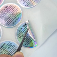 Authenticité de sécurité Logo adhésif personnalisé Imprimante d'étiquettes transparente étanche Papier autocollant holographique void holographique
