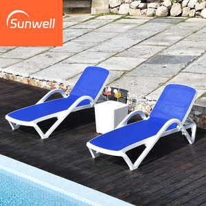 Chaise longue de piscine en <span class=keywords><strong>plastique</strong></span> durable et économique, couleur blanche, portable, pour hôtel et villa, utilisation en extérieur - Product Image 1