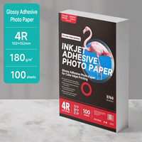 Papier photo autocollant 4R 180 g/m², 100 feuilles par paquet, papier photo jet d'encre couleur, adhésif puissant, papier photo professionnel