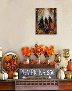 Halloween Forest Witch dekorative Malerei, Eingangs halle dekorative <span class=keywords><strong>Poster</strong></span>, Pine Wood Scroll Malerei. OEM/ODM Service - Product Image 2