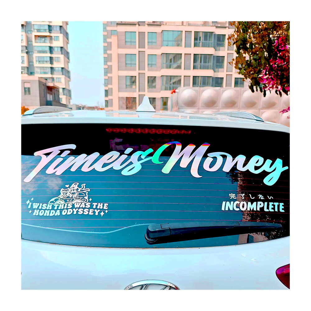 Examples of Chrome/holographic window car decals