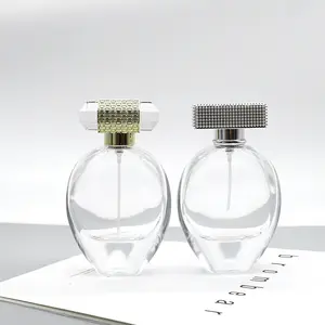 MUB New Design Oval Shaped 75ml Thick Clear Glass Crimp Perfume Bottle Elegant Parfum Bottle