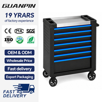 Coffre à outils mobile industriel de qualité supérieure, en acier robuste, 4 roulettes, plan de travail en acier inoxydable, poignée latérale, automobile