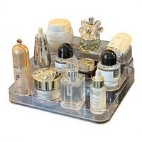 Présentoir portable transparent à double niveau, style Instagram, luxe léger, organisateur de maquillage et de parfums, en plastique, pour bureau et jouets
