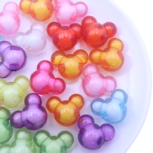 Cuentas Acrílicas Transparentes Multicolores con Cabeza de <span class=keywords><strong>Mickey</strong></span> <span class=keywords><strong>Mouse</strong></span> de Dibujos Animados para Niños, de 23*19 mm, para Lazos para el Cabello y Accesorios de Joyería - Product Image 3