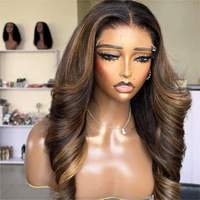 Perruques en cheveux humains HD 13x4 bruns, Perruques Lace Frontal en cheveux bruts, Perruques en cheveux humains couleur marron méché blond