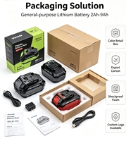 Paket Baterai Lithium Isi Ulang Kapasitas Tinggi 18V 5Ah dengan Layar LED Samping, Perlindungan BMS, Pengosongan Puncak 40A, Cangkang ABS+PC untuk