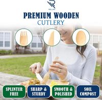 Ensemble de couverts jetables en bois emballés individuellement, couteau, fourchette, cuillère, cuillères à dessert pour crème glacée avec logo imprimé
