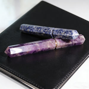 Ensemble de stylos plume en pierre précieuse naturelle améthyste et lapis-lazuli C&H pour usage exécutif et personnel - Product Image 1