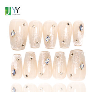 <span class=keywords><strong>Uñas</strong></span> Postizas 3D Hechas a Mano con Pedrería <span class=keywords><strong>Rosa</strong></span> y Dijes, <span class=keywords><strong>Uñas</strong></span> Acrílicas al por Mayor, <span class=keywords><strong>Uñas</strong></span> Adhesivas con Gel UV, Cobertura Completa - Product Image 3