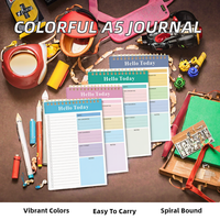 Carnet de planification quotidienne A5 à spirale, couleurs vives, mignon, portable, journal anglais transfrontalier, apprentissage, cuir PP, 52 feuilles