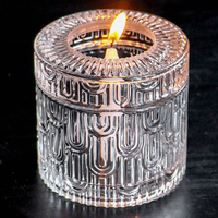 Élégant pot en verre décoratif pour bougies, idéal pour la maison, les mariages, couleur personnalisée, petit pot à fruits secs ou bonbons en verre transparent avec couvercle