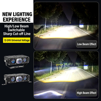 Projecteur LED à 3 lentilles avec double ventilateur haute vitesse, faisceau haut et bas, ligne de coupure, 12V-24V, étanche, antichoc, large couverture