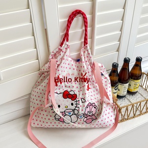 Sac fourre-tout japonais de style dessin animé, imperméable, en nylon brodé, grande capacité, avec un design frais et doux, idéal pour les trajets quotidiens polyvalents - Product Image 2