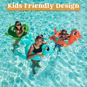 Flutuador de Água para Crianças em Festa de Verão, Tubos Infláveis de Piscina, Anéis de Natação de Dinossauro, Tartaruga Marinha e Golfinho para Crianças - Product Image 6
